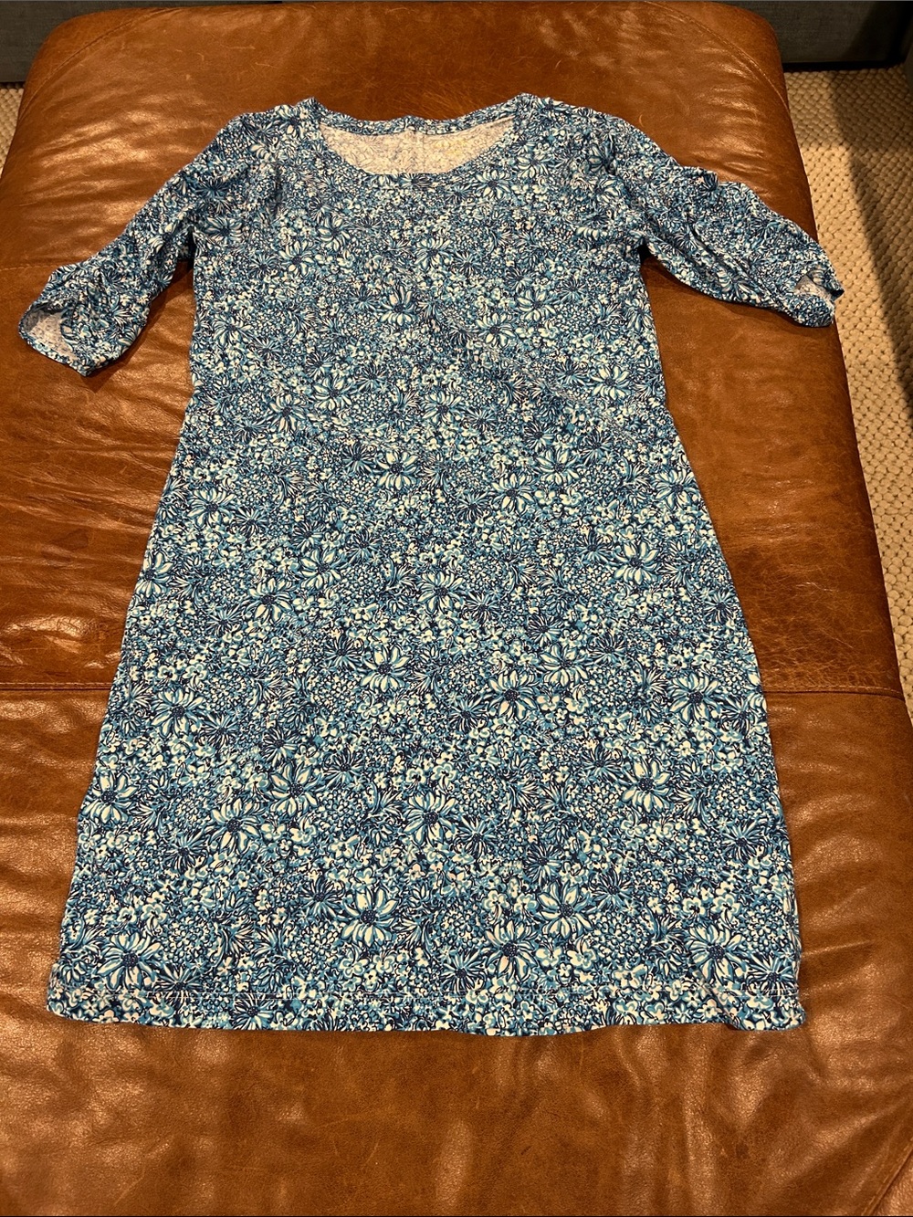 Lilly Pulitzer Blue Floral Women's Dress - Casual Scoop Neck